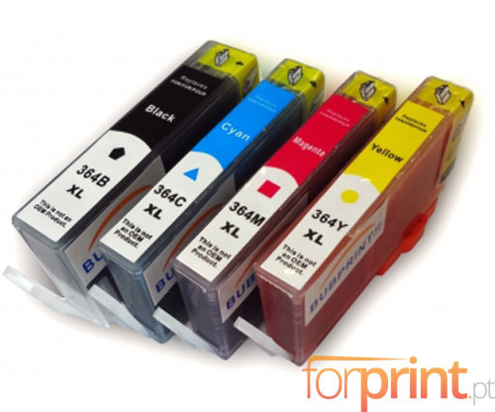 4 Tinteiros Compativeis HP 364 XL Preto 18 6ml Cor 14 6ml