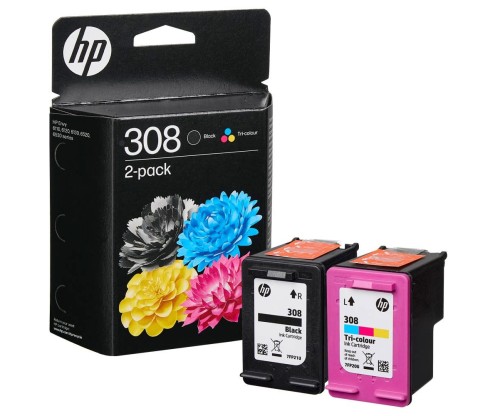 2 Tinteiros Originais, HP 308 Preto + Cor ~ 120 paginas