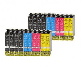 20 Tinteiros Compativeis, Epson T1811-T1814 / 18 XL Preto 17ml + Cor 13ml