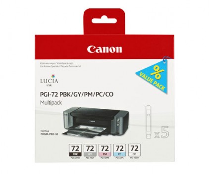 5 Tinteiros Originais, Canon PGI-72 PBK / GY / PM / PC / CO 14ml