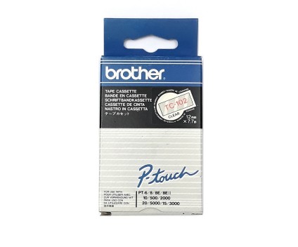 Fita Original Brother TC-102 Vermelho em Transparente 12mm x 7.7m