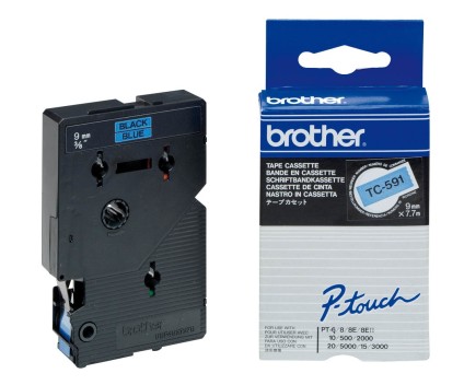Fita Original Brother TC-591 Preto em azul 9mm x 7.7m