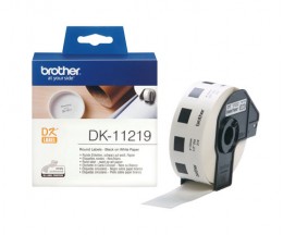 Etiquetas Originais, Brother DK11219 12mm Redondas 1.200 / Rolo branco