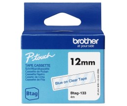 Fita Original Brother BTAG-133 azul sobre transparente 12mm x 4m