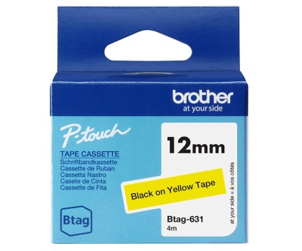 Fita Original Brother BTAG-631 preto sobre amarelo 12mm x 4m