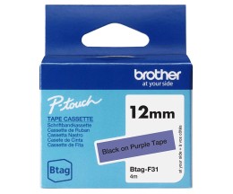 Fita Original Brother BTAG-F31 preto sobre roxo 12mm x 4m