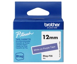 Fita Original Brother BTAG-F35 branco sobre roxo 12mm x 4m