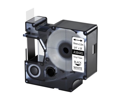 Fita Compatible DYMO 18445 Vinil Preto / Branco 19mm x 5.5m