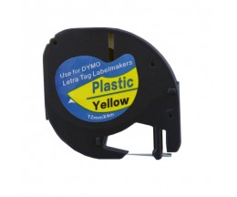 Fita Compativel DYMO 91202 Plástico Negro / Amarelo 12mm x 4m