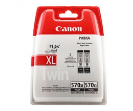 2 Tinteiros Originais, Canon PGI-570XL Preto 22ml