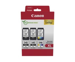 3 Tinteiros Originais, 2 Canon PG-545 XL Preto 15ml + 1 CL-546 XL Cor 13ml