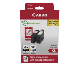 2 Tinteiros Originais, Canon PG-585 XL / CL-586 XL Preto + Cor ~ 300 páginas