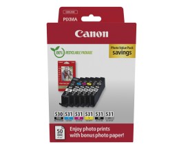 6 Tinteiros Originais, Canon PGI-530 / CLI-531 Preto 18.5ml + Cor 8.2ml