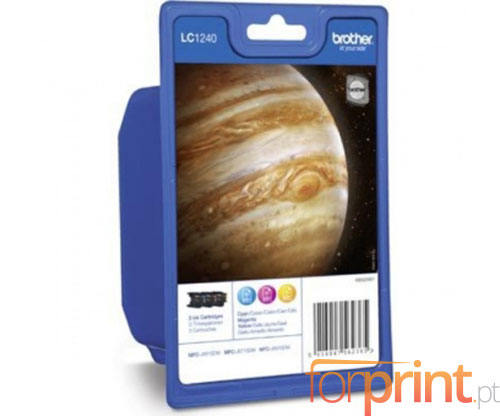 3 Tinteiros Originais, Brother LC-1240Y / LC-1240M / LC-1240C Cor 6ml ~ 600 Paginas